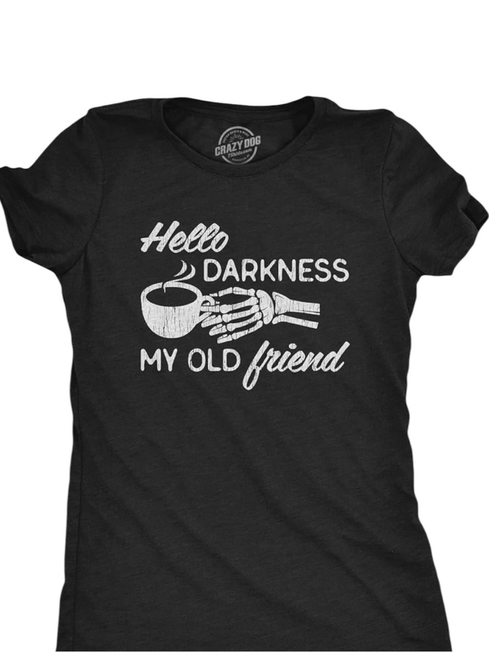 NWOT Crazy Dog T-Shirts Halloween "Hello Darkness My Old Friend" Graphic Tee - Picture 2 of 5